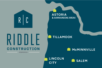Riddle Construction - Map of Office Locations on the Oregon Coast and Willamette Valley
