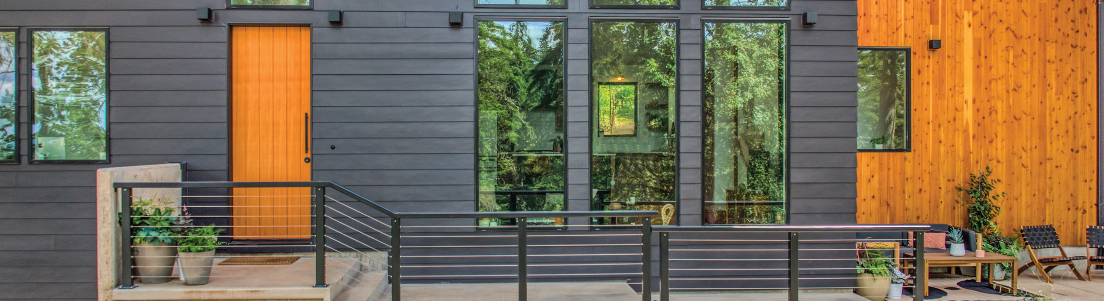 Entrance to the Wine Are Deco custom home built by Riddle Construction Wine Country Home in Art Deco