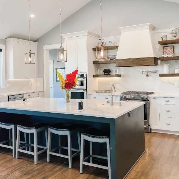 Kitchen island with stools Farmhouse Luxury