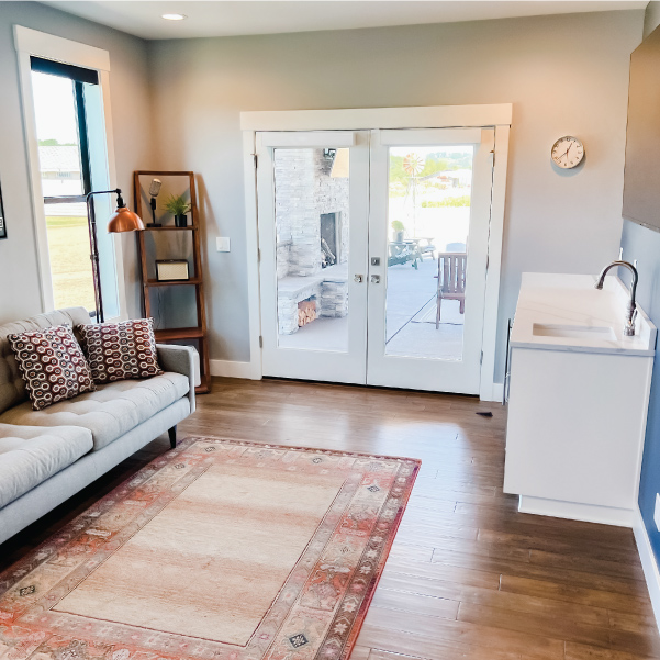 French doors leading out to covered patio area French doors leading out to covered patio area