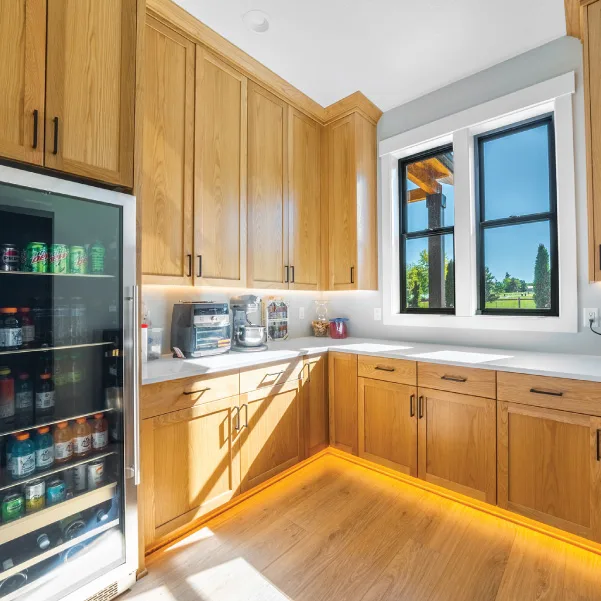 Custom walk-in pantry with beverage refrigerator Custom walk-in pantry with beverage refrigerator