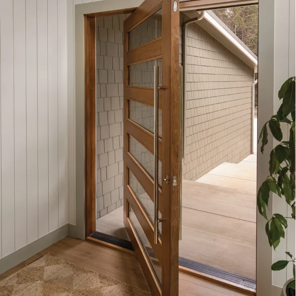 Pivot door of a custom home in Neskowin, Oregon Pivot door of a custom home in Neskowin, Oregon
