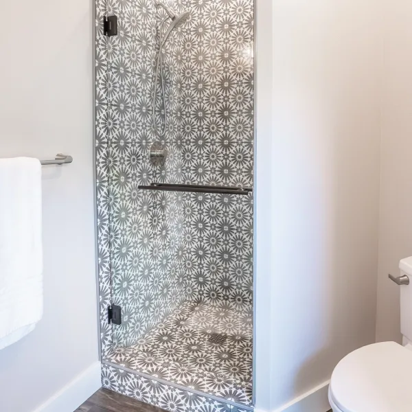 Tiled shower in a single family vacation custom home at the Oregon Coast Tiled shower in a single family vacation custom home at the Oregon Coast