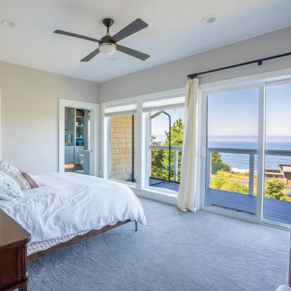 Bedroom view in a single family vacation custom home at the Oregon Coast Bedroom view in a single family vacation custom home at the Oregon Coast